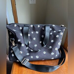 Alice + Olivia Black Duffel Bag Daisy Floral Print FabFitFun Stacey Bendet